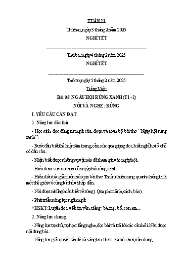 Giáo án Tiếng Việt + Toán Lớp 3 - Tuần 21 - Năm học 2023-2024 - Lê Thị Lan