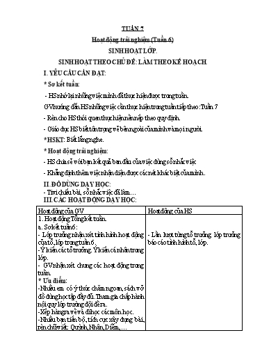 Giáo án Tiếng Việt + Toán Lớp 3 - Tuần 7 - Năm học 2023-2024 - Lê Thị Lan