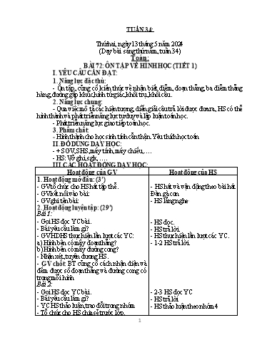 Kế hoạch bài dạy Tiếng Việt + Toán 3 - Tuần 34 - Năm học 2023-2024 - Nguyễn Thị Kim Lý