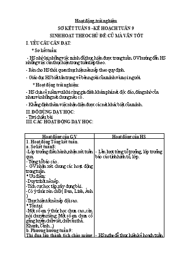 Kế hoạch bài dạy Tiếng Việt + Toán 3 - Tuần 9 - Năm học 2023-2024 - Nguyễn Thị Hậu