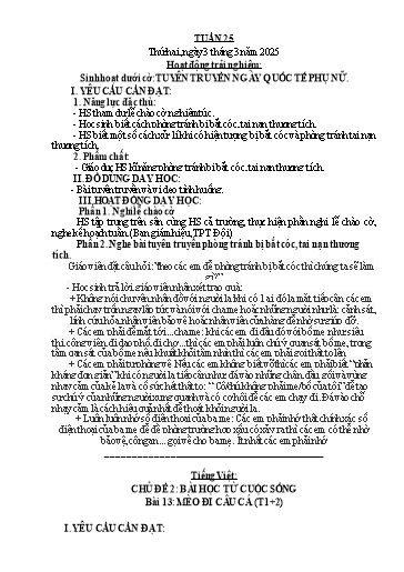 Kế hoạch bài dạy Tiếng Việt + Toán Lớp 3 - Tuần 25 - Năm học 2024-2025 - Bùi Thị Cẩm